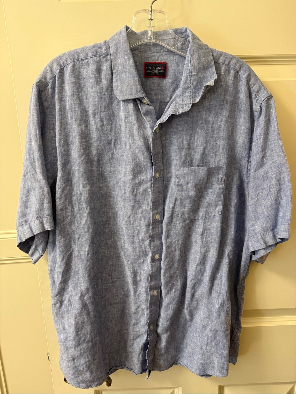 UNTUCKit Men's Short-Sleeve Button-Down Shirt - Light Blue Chambray